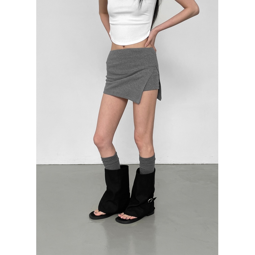 ブラックアップ ランタン バンディング スリット ミニスカートパンツ