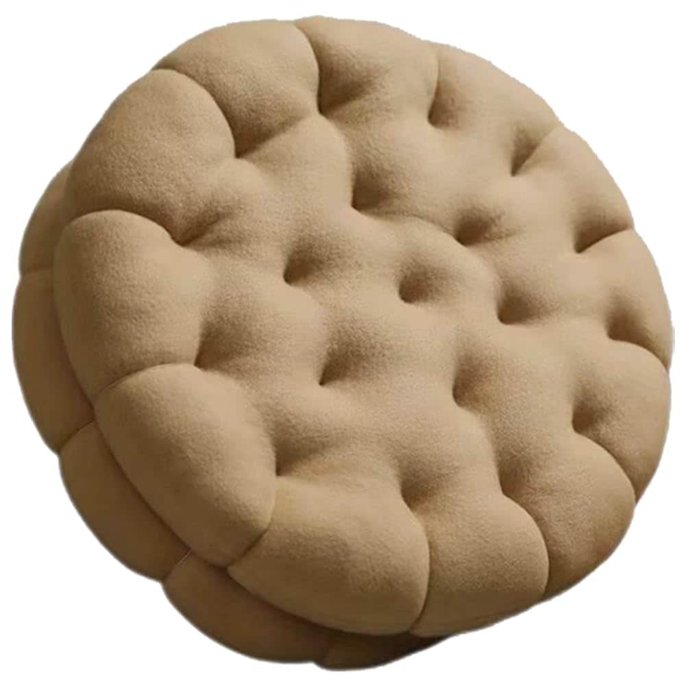 [スーツケースカンパニー]ビスケットクッション ビスケット型 座布団 ざぶとん フロアクッション 丸型 ラウンド チェアクッション 抱き枕 インテリア 円形 バニラ