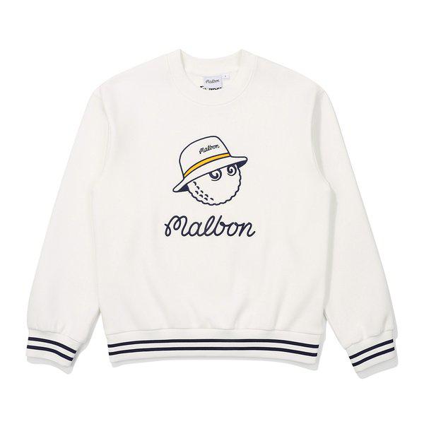 [Malbon 公式] トラベル スクリプト ラウンド スウェットシャツ オフホワイト (女性)
