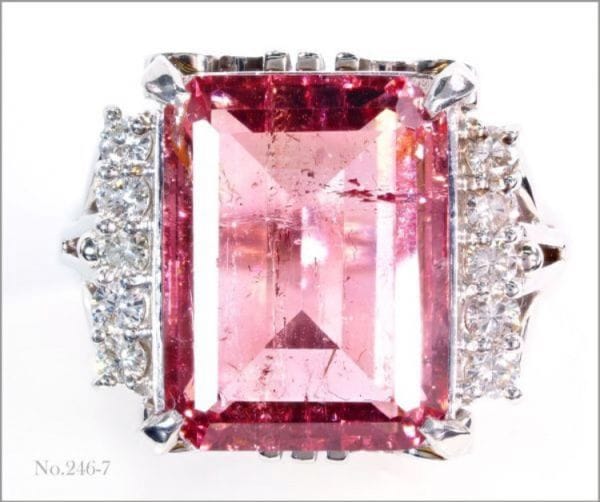 pt900 超豪華 天然 ピンク トルマリン ダイヤモンド リング 指輪 豪華 高級 重量 74