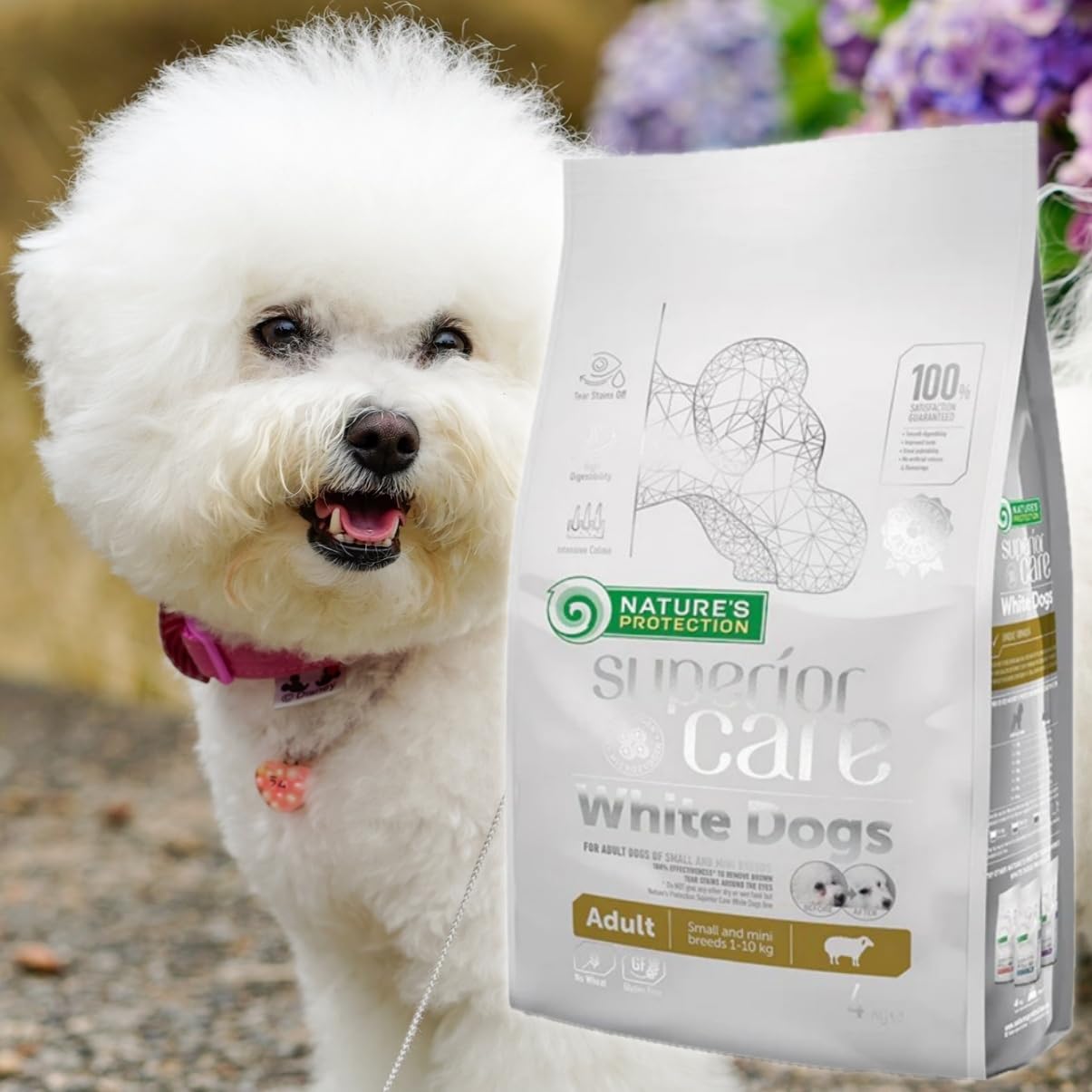 ドッグフード 小型犬 ホワイトドッグ ラム アダルト4kg ネイチャーズプロテクション 1袋 正規品 犬用 白毛犬種 涙焼け 予防 目の周り ケア ＋ オリジナル開封日シール1枚 セット 免疫力 消化
