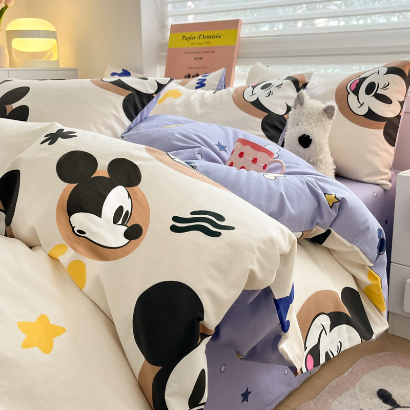 春の新型純綿ミッキー四点セット純綿寮布団シーツ三点セット