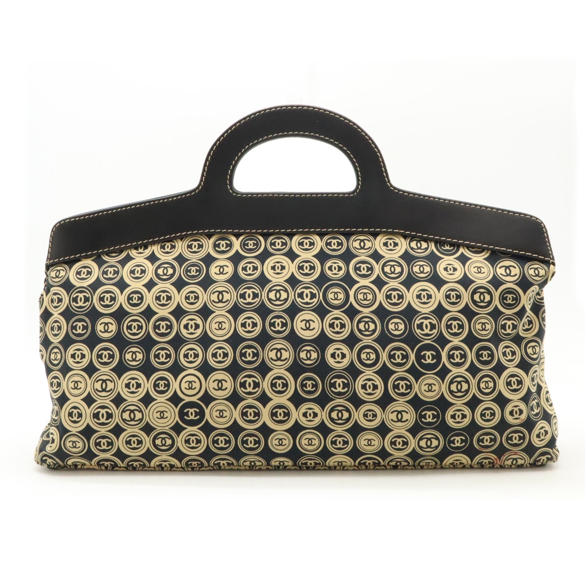 ココマーク 総柄 ハンドバッグ コットンジャージー ネイビー ベージュ A2140