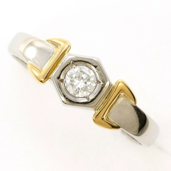 PT900 プラチナ K18YG リング 指輪 6.5号 ダイヤ 0.10 ジュエリー 中古