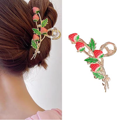 Qoo10] 髪留め バンスクリップ イチゴ ヘアクリ