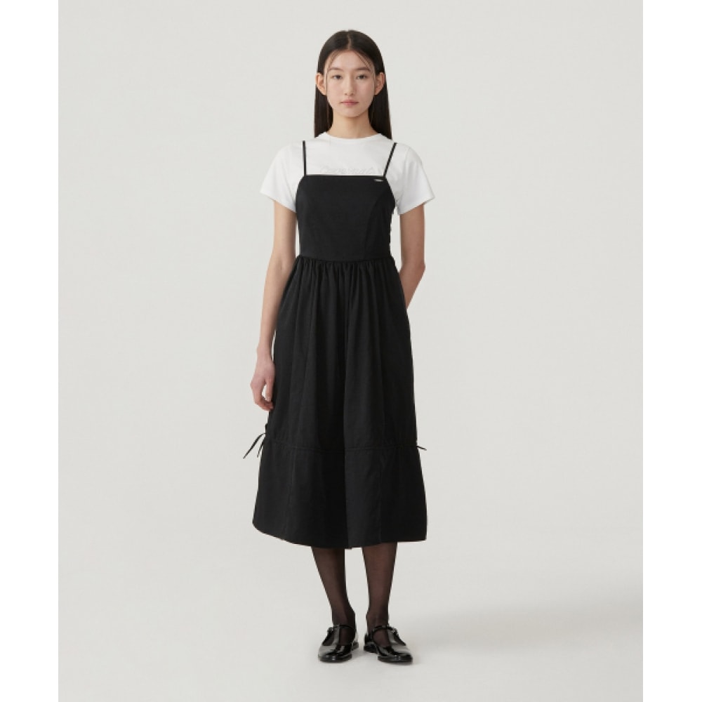 COVERNAT 女性 ショーリング フレア スリーブレス ドレス ブラック