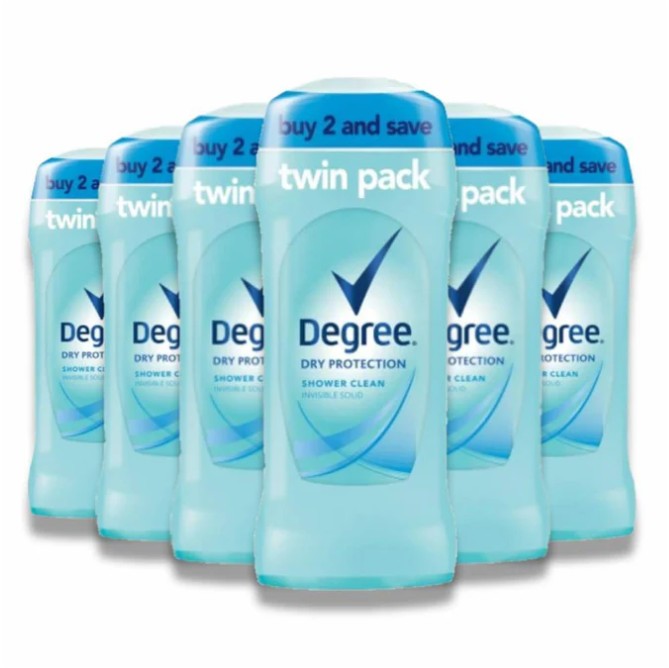 Degree - Women Anti-Perspirant Deodorant, Shower Clean, Solid - 2.6 Oz (Twin Pack) - 6 Pack