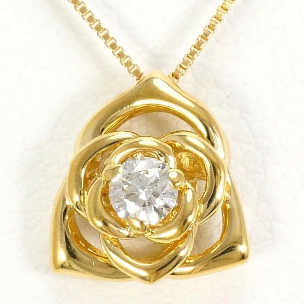 K18 18金 YG イエローゴールド ネックレス ダイヤ 0.06 約40cm ジュエリー 中古