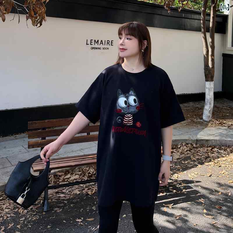 レディース　Tシャツ　半袖 Xincenzhen 大きめ サイズ レディース プリント 厚手 半袖 Tシャツ 2025 春 太め mm 年齢を 減らせる トップス