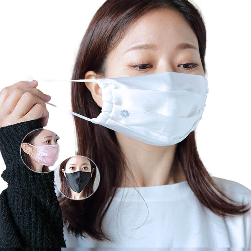 国内発送 シルク マスク シルクマスク シルク100% シルク100%マスク フェイスマスク 洗える 洗えるマスク プリーツ 大きめ 肌荒れ 長さ調節可能 繰り返し使える 絹