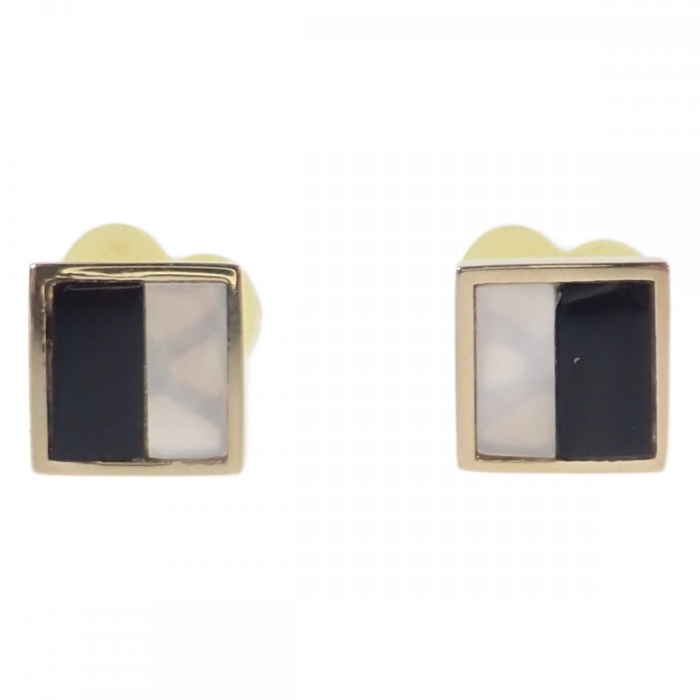 【Aランク】 デザイン ジュエリー ピアス K18イエローゴールド オニキス レディース【ISEYA】