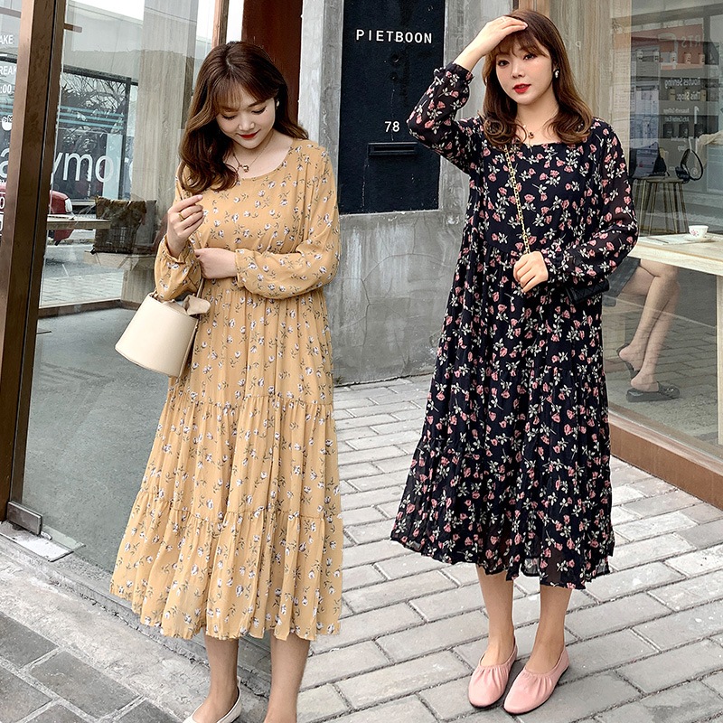 結婚式ワンピース/女装ワンピース韓国 長袖レジャーマキシワンピース おおきいサイズレディースゆったり