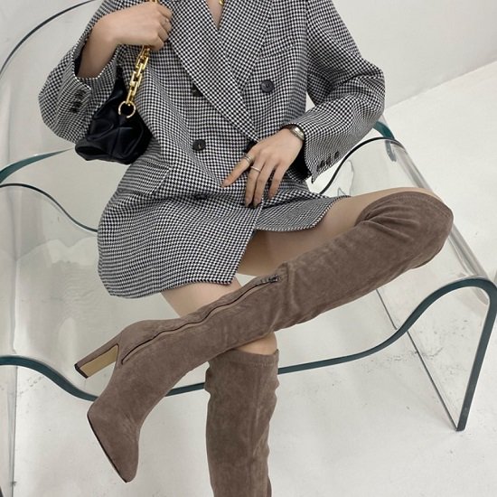 【取寄：納期2週間】ブーツ レディース ロング ハイヒール ロングブーツ ピンヒール かわいい 美脚 ブーツ レディース ロング ニーハイ スエード ブーツ レディース ロング ハイヒール