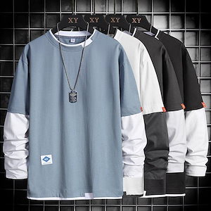 人気沸騰柄追加長袖Tシャツメンズ長袖Tシャツクールネックカジュアルトップスおしゃれシンプルスポーツ部屋着通学お洒落