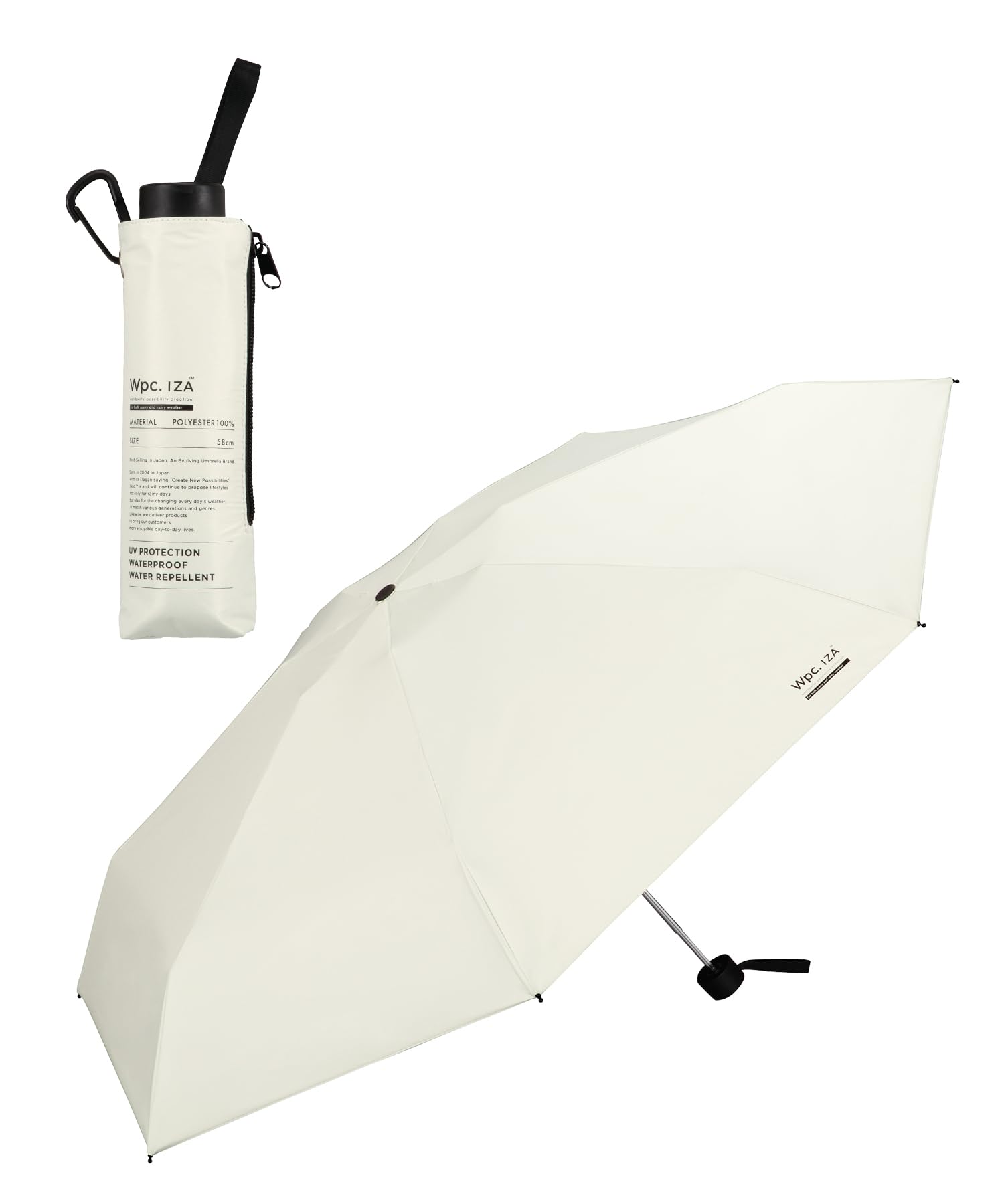Wpc. IZA 男の晴雨兼用傘【コンパクトなのに開くと大きい】LARGE＆COMPACT オフ [遮光率100%・UVカット率100%・UPF50＋・晴雨兼用]日傘 メンズ イーザ 男性 折りたたみ