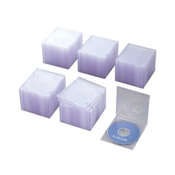 CCD-JSCS100CR クリア [Blu-ray/DVD/CDケース 100枚セット(スリム/PS/1枚収納)] メーカー直送