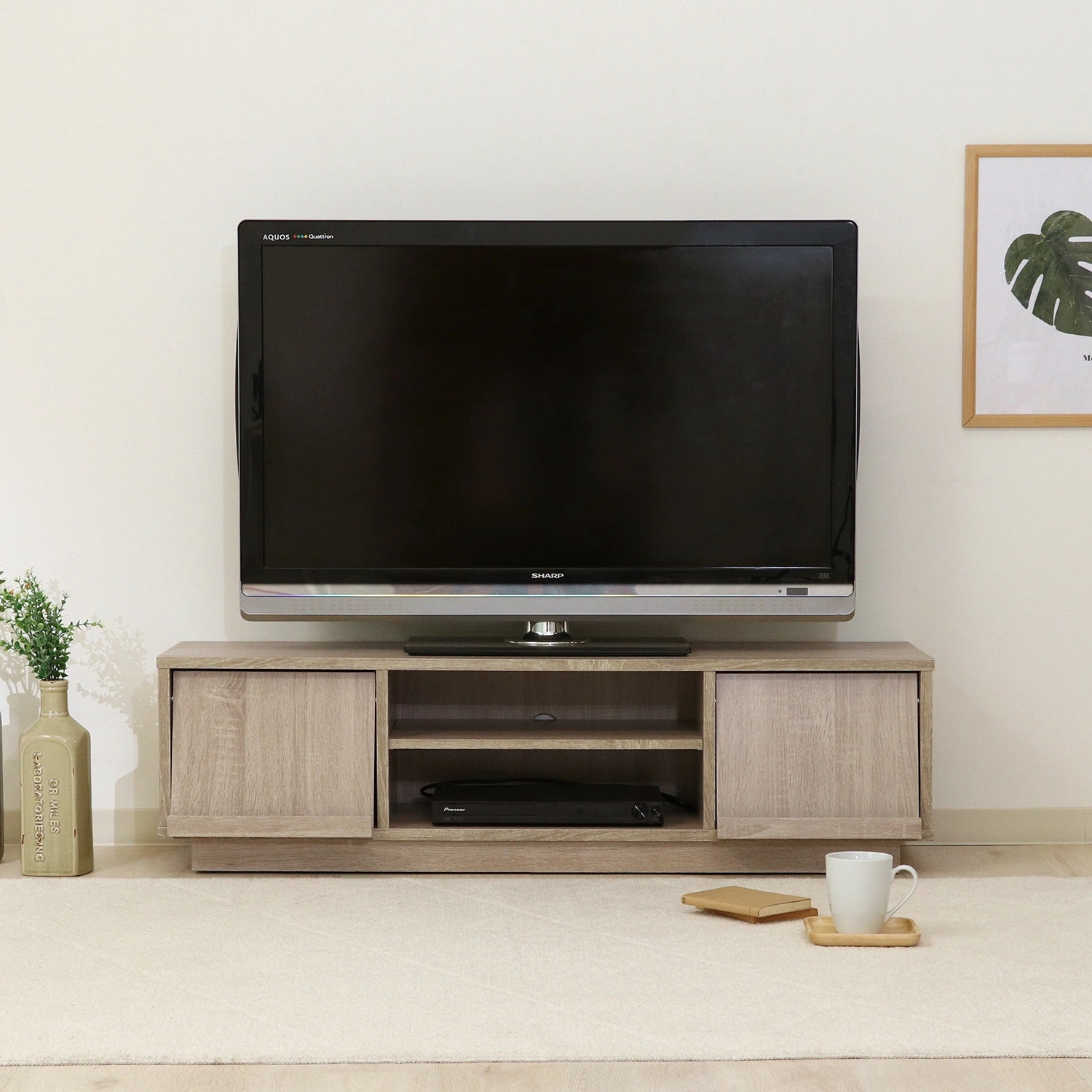 フラップTVボード　収納付き テレビ台 テレビボード AVボード テーブル 棚 119cm