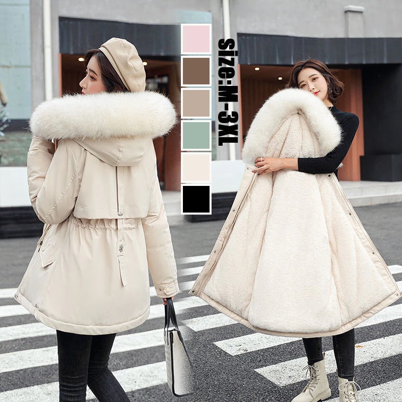 中綿コート ゆったり レディース 大きいサイズ フード付き コットン アウター 厚手 防寒着 オフホワイト 冬服 M 2XL 通勤 グリーン ファー きれいめ XL ロングコート 厚手 ダウン ピンク