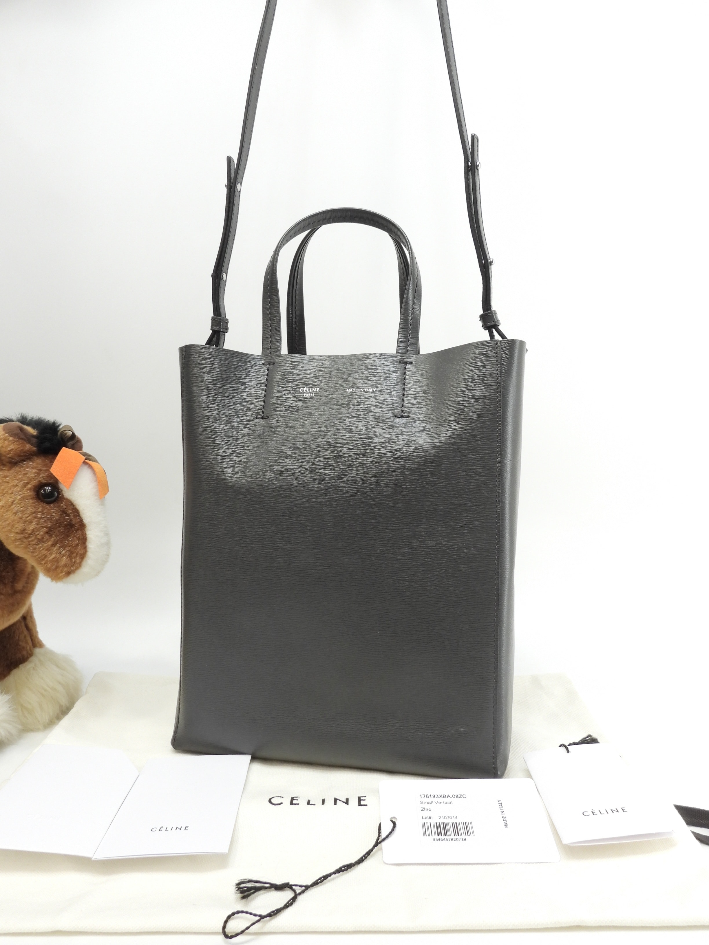 カバスモール ヴェルティカル レザー濃灰 s付ハンドバッグ ポシェット@S-CU-4187