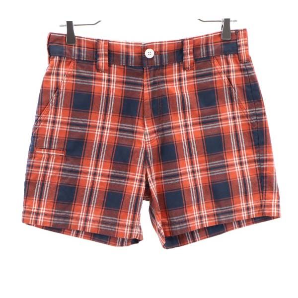 ディッキーズ コラボ チェック柄 チノショートパンツ w28 オレンジ系×紺 DICKIES メンズ
