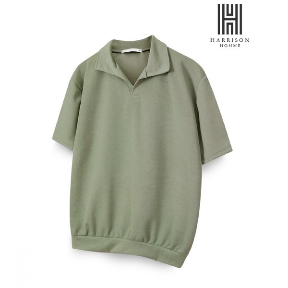 [ハリソン] メロンオープンカラーニット半袖SNCC1007