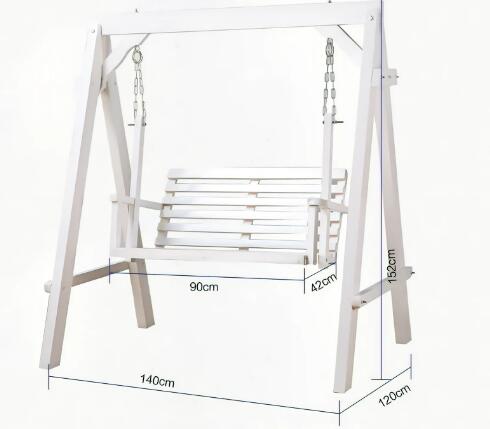 ハンギングチェアダブル　ロッキングチェア無垢材 屋外 室内 ダブル 大人 防錆 バルコニー 吊り椅子 屋外 ホワイト