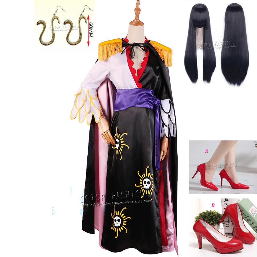 ONE PIECE 海賊王 風 ワンピース 蛇姫 ボアハンコック チャイナドレス コスプレ衣装 ウイッグ イヤリング cosplay コスチューム
