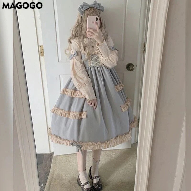 新作追加 和風カワイイロリータドレス女の子用ヴィンテージゴシックソフトシスターズプリンセスハロ