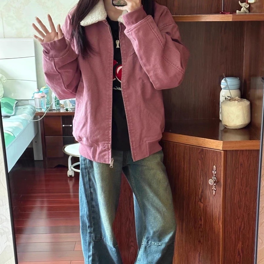 アウター ブルゾン ジャケット シャンパー 上着 長袖 襟付き ファスナー 前開き ボア 裏起毛 大人可愛い シンプル カジュアル おしゃれ お洒落 かっこいい レトロ ラブリー キュート ガーリー