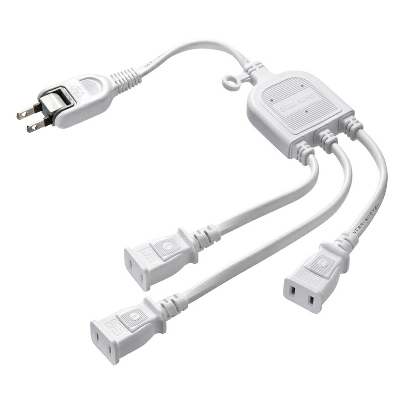 （まとめ買い）ACアダプタ専用電源延長コード 3分岐 2P 3個口 ホワイト TAP-EX3WN [x3]電源タップ