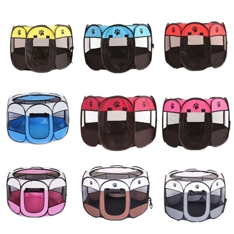 ペット用テント犬小屋猫小屋八角ペットフェンスペットテント猫小屋防水傷に強い折り畳み式オックスフォード布犬ケージ猫小屋八角形ペット囲い
