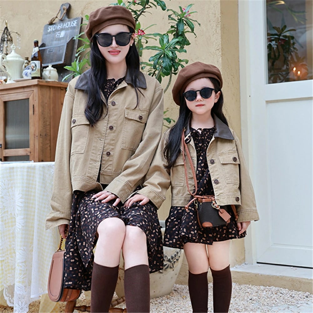 親子 ペアルック 赤ちゃん 2点セット アウター ワンピース 綿 韓国風 花柄 着痩せ 親子ペアルック 秋 冬 トップス ママ 女の子 ペアルック 親子 ブランド 長袖 親子お揃い服 大きいサイズ 子