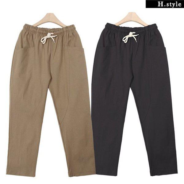 [Hスタイル]PRバンディングルーズフィット切開パンツ/スラックス/ビッグ/男女共用