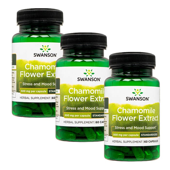 カモミールフラワーエクストラクト 500mg 60錠 3本 スワンソン Swanson Chamomile Flower Extract カミツレ花エキス 海外直送 日時指定不可 国際郵便発送