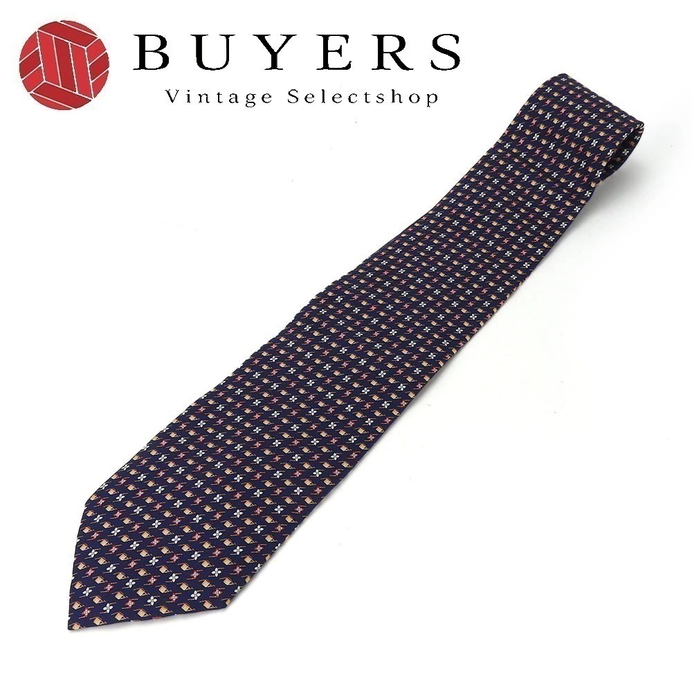 中古 ネクタイ シルク ネイビー レッド オレンジ 紳士 おしゃれ アパレル メンズ 男性