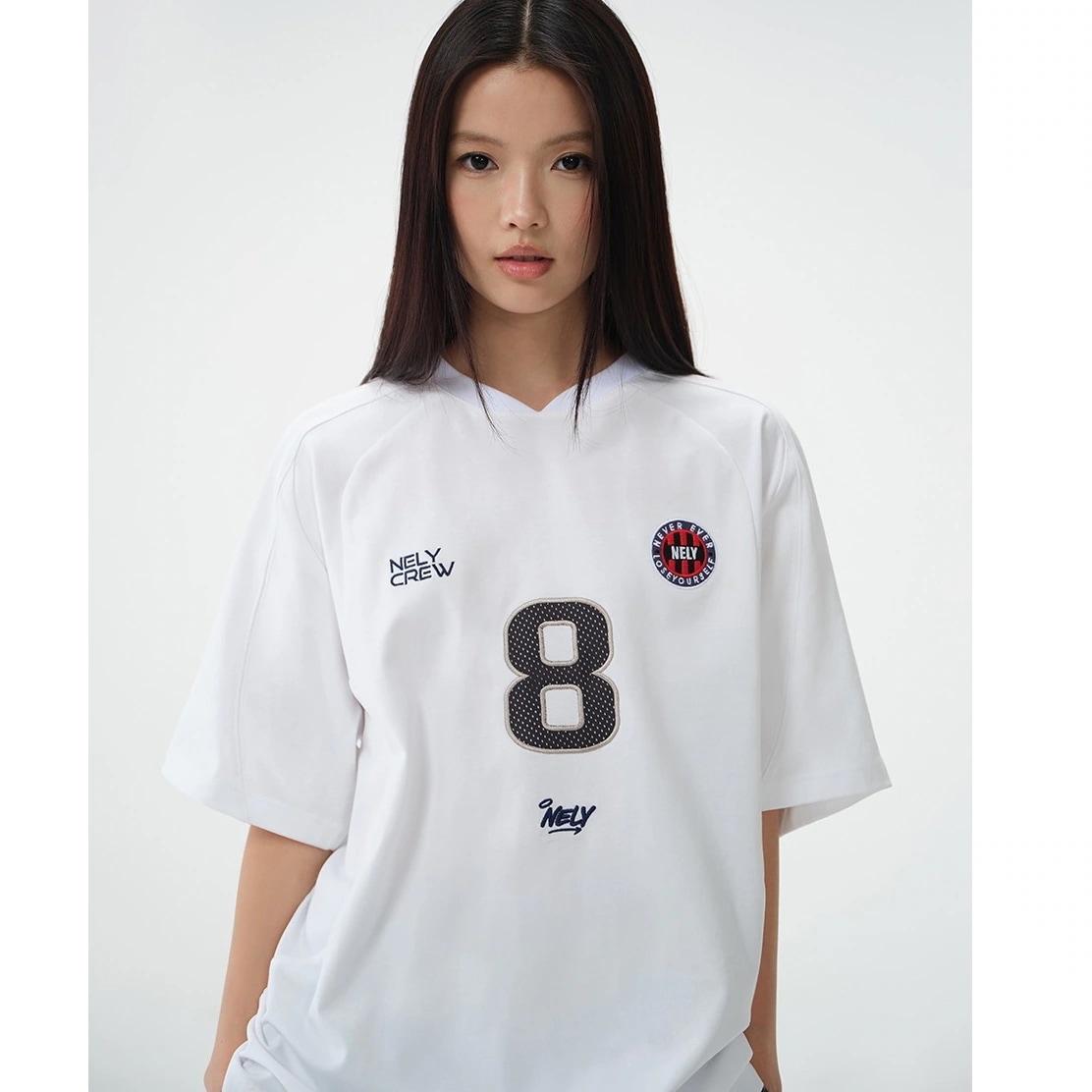 2025春夏 韓国可愛い風トップス Tシャツ スポーツ ファッション半袖スリムフィットサイド丈ペイントシルエットゆったり休日レディースサイズ韓国系Vネックユニセックスおしゃれカジュアル春メンズライクT