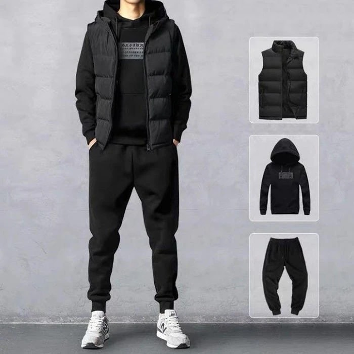 ジャージ メンズ セットアップ 上下セット パーカー スウェットパンツ 中綿ベスト ３点セット 大き
