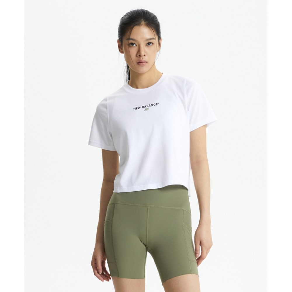 NEW BALANCE レディース クイックドライ レター 半袖Tシャツ (ホワイト) NBNEF25322