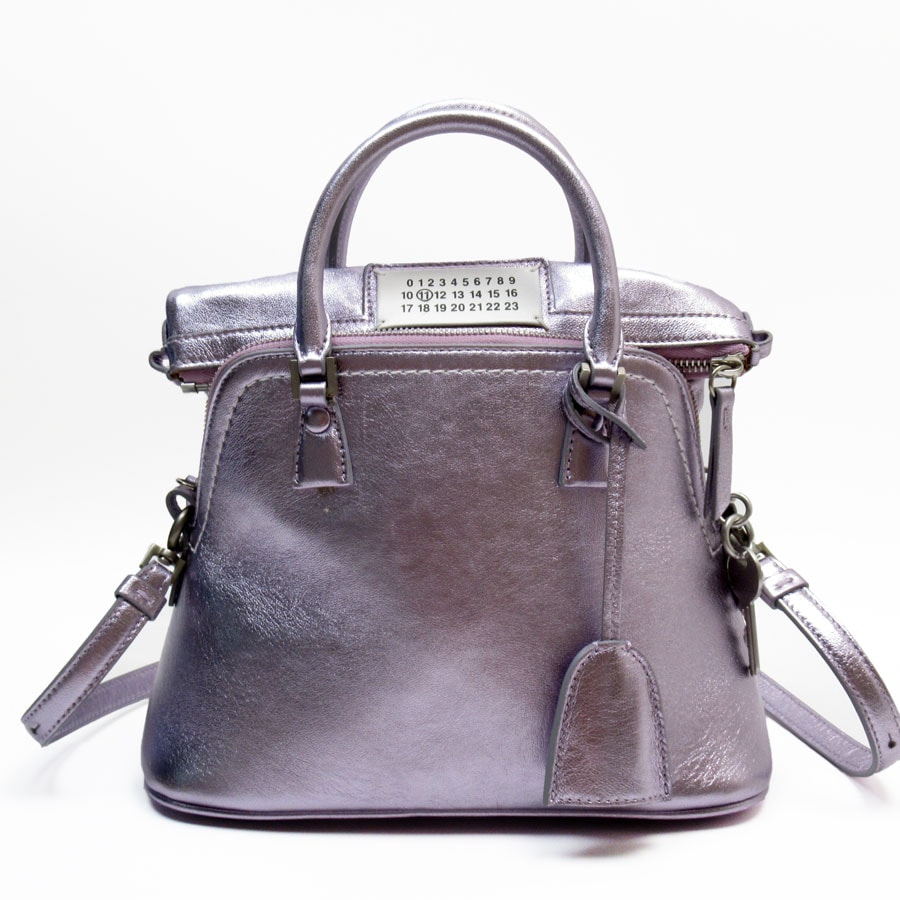 メゾンマルジェラ Maison Margiela ハンドバッグ ショルダーバッグ 5AC ミニ レザー メタリックパープル レディース t19460a