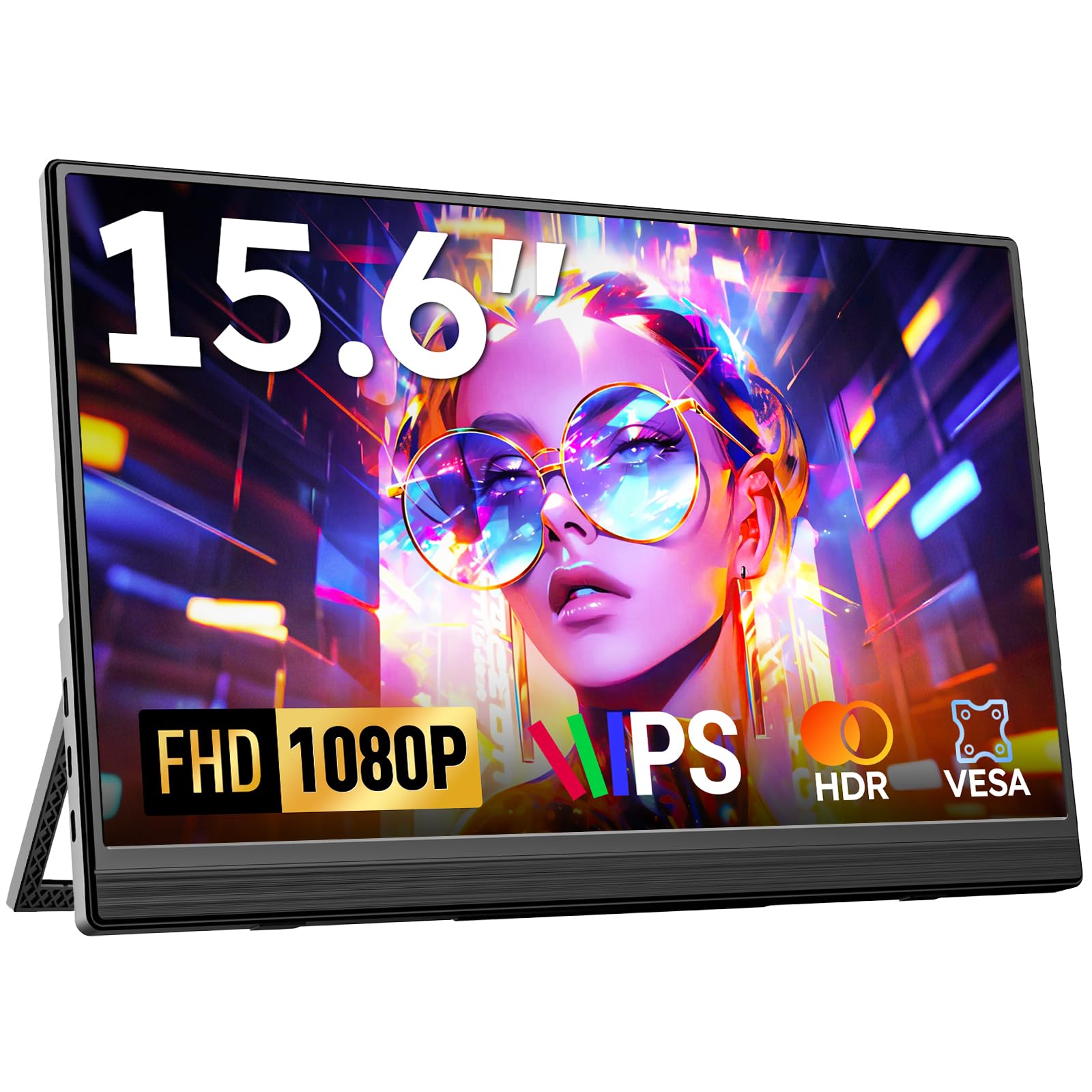 モバイルモニター Omiodo 15.6インチ ポータブルモニター 1920x1080FHD IPS HDR 超薄 軽量 自立式 モバイルディスプレイ VESA対応 スピーカー内蔵 Switch/PS