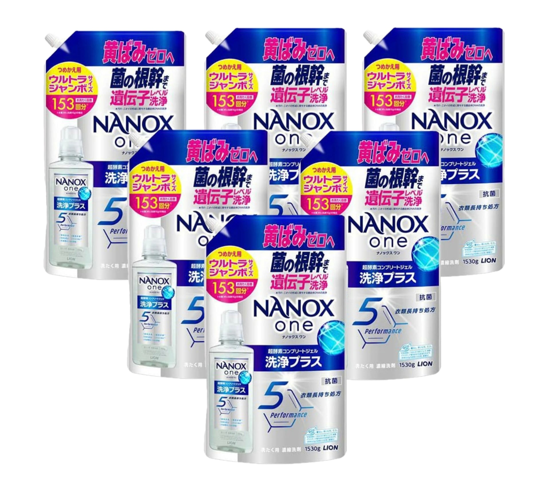 ＮＡＮＯＸ ｏｎｅ 洗たく用　超酵素コンプリートジェル　【洗浄プラス 】　詰替え用　ウルトラジャンボ 1530g×6袋　大容量