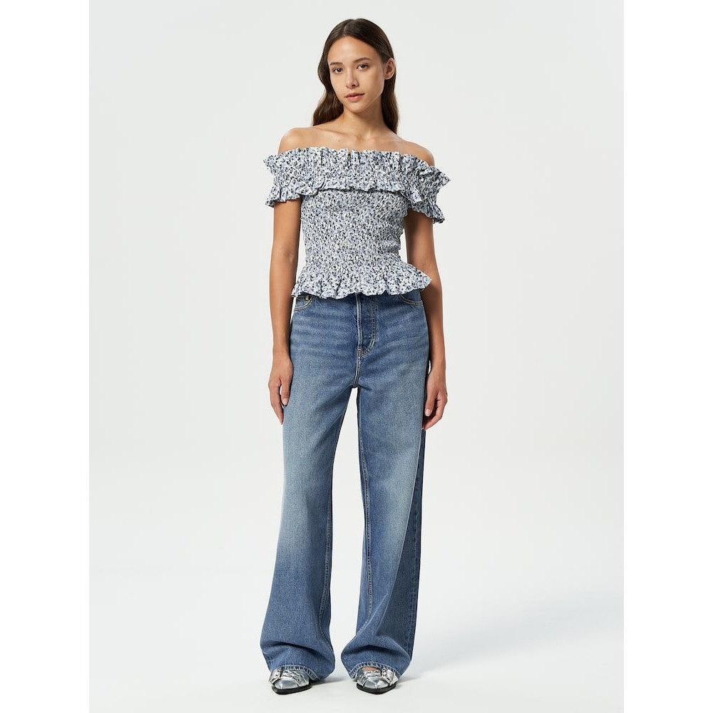 GANNI リジッドデニム Izey-ミッドブルーヴィンテージ FW24-QN4621D01P