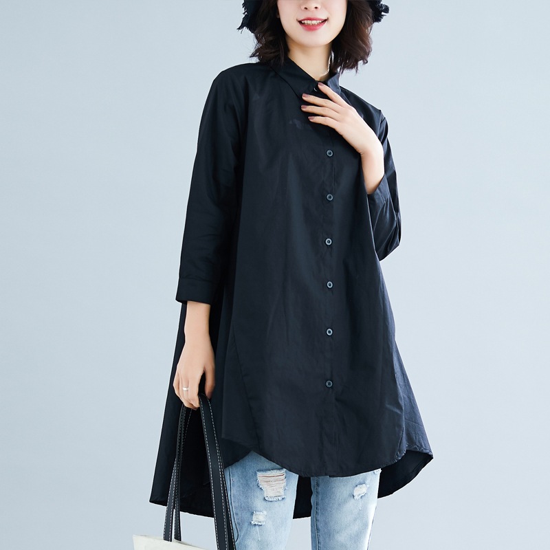 新作送料無料 まとめ買い特価 2色新商品の韓国版は秋にゆったりしていて痩せています不規則な長袖シャツのスカートですJGX