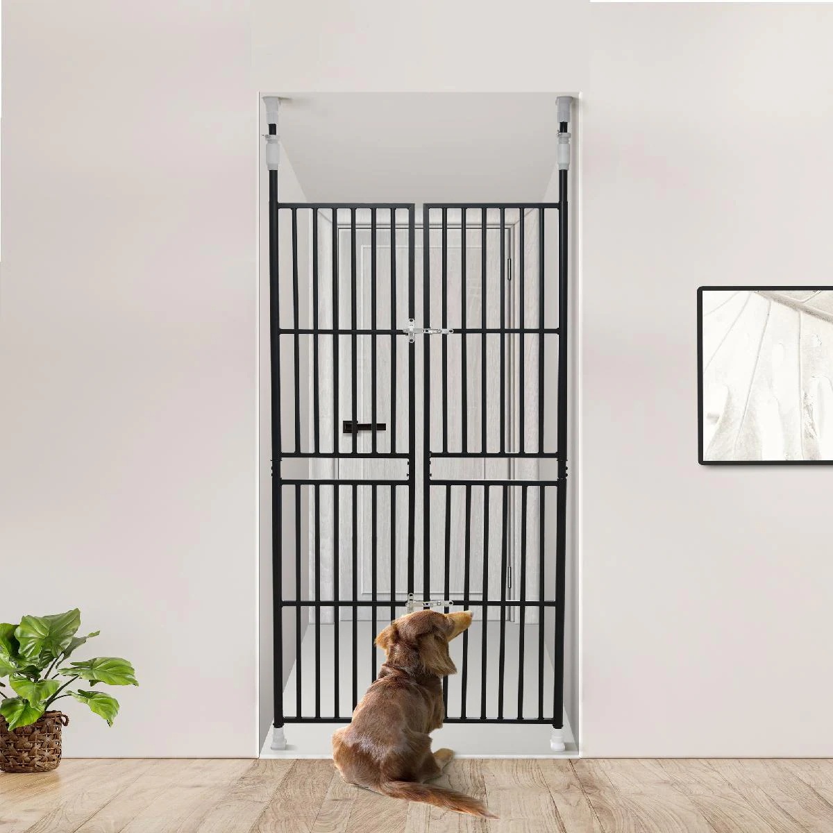 ペット高さ調節対応 191255cm ドア ケージ 取付幅8591cm 留守番 保護 ネコ