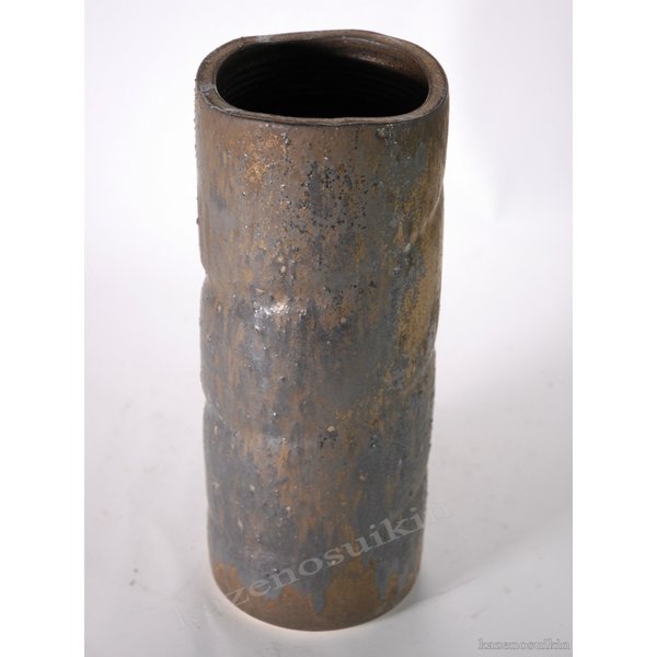 岩石ひねり寸胴花入 10号（信楽焼き・花瓶・花入れ・花器・壺・壷・一輪挿し・フラワーベース・B013-10)