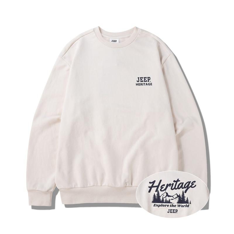 JQ1SU892 アイボリー 男女共用 ビッグヘリテージプリント スウェットシャツ