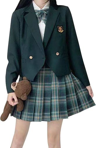 コスパ最高 即納 CNSTONE 女子高生 制服 学生服 セーラー服 JK制服 女子高生 高校制服 5点セット リボン ブレザー スカート チェック セット スクール ファッション レディース お揃い