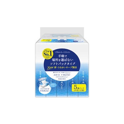 他サイト： 【メーカー/問屋直送品】エリエール+Water(プラスウォーター) ソフトパックタイプ 240枚(120組)x5個パックの商品画像