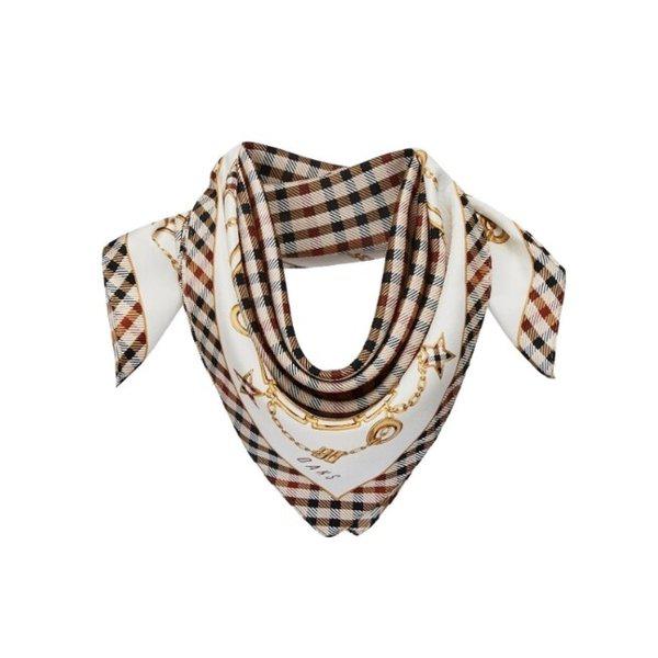 AK水原店 ハンドバッグ ベージュ チェック柄 スクエア シルクスカーフ DCSC5F141