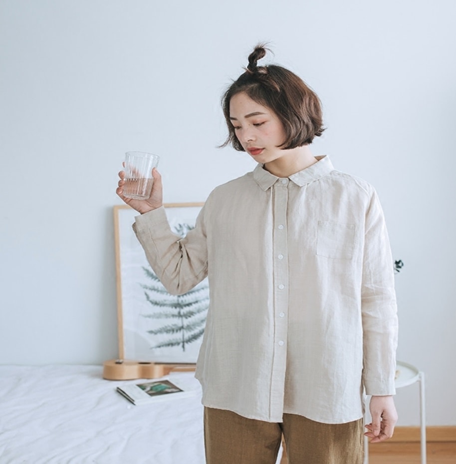 シンプルシャツ 着回し 軽やか ゆったり お出かけ 0399t